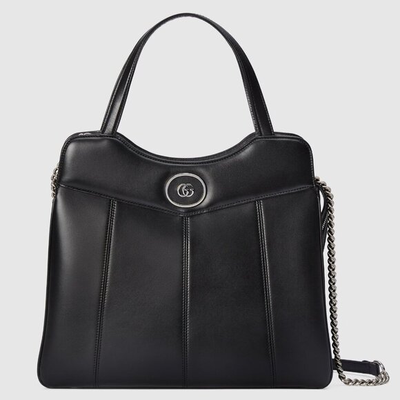 Gucci 745911 Petite Marmont Medium Black Leather slimline Tote Bag Shoulder Bag - Picture 1 of 13